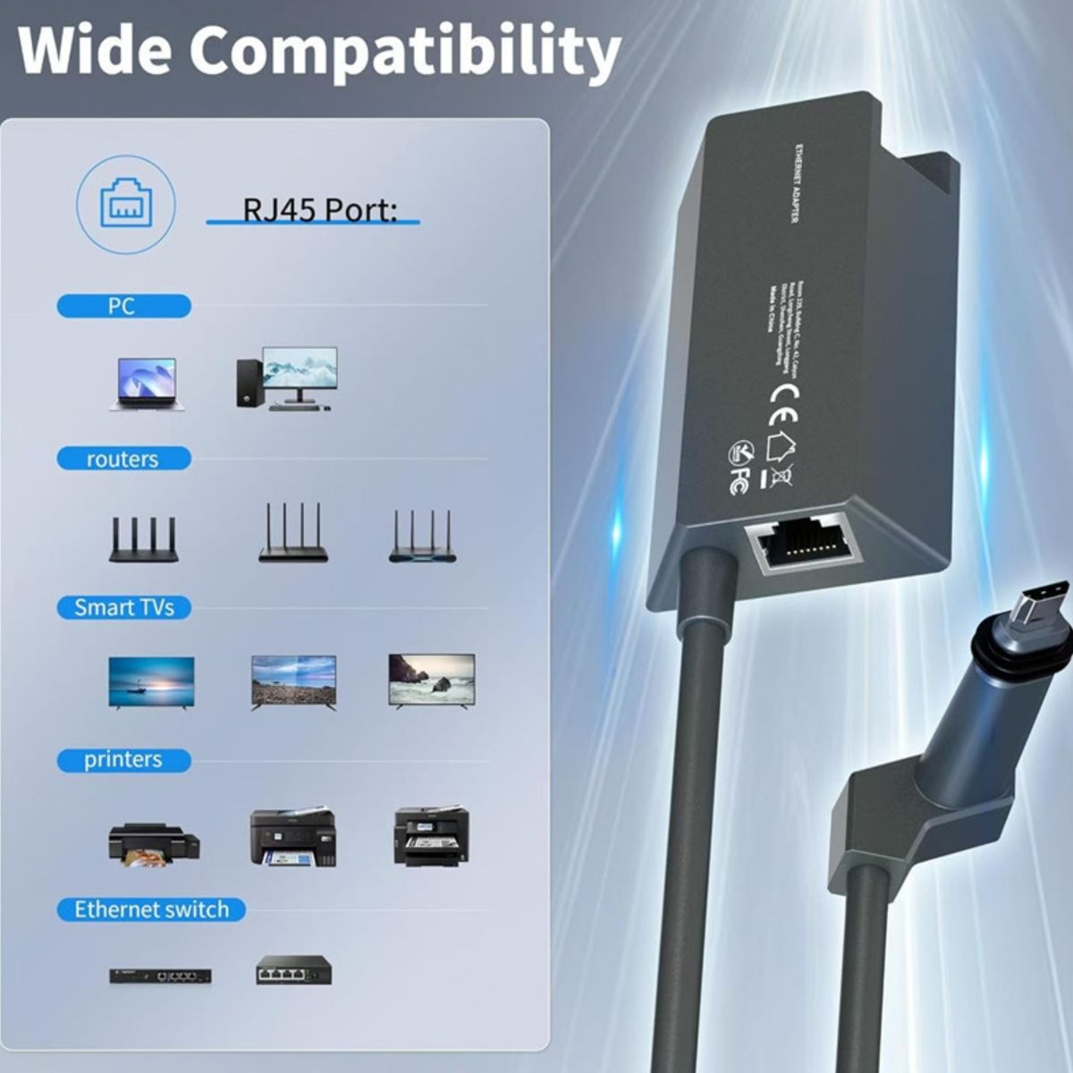 GENERICO - Adaptador Ethernet V2 Conector De Cable De Internet RJ45
