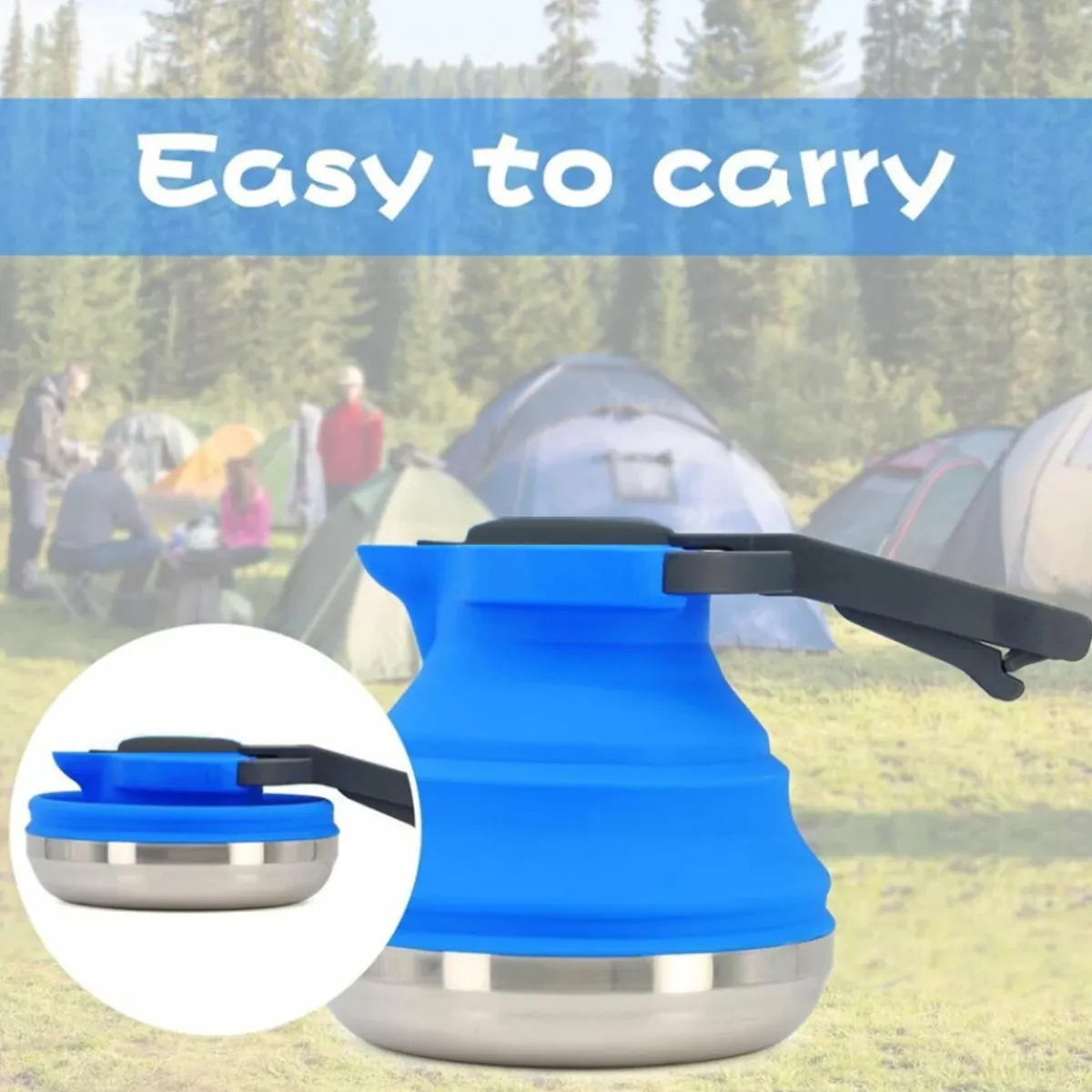 ATURE - Tetera Plegable Silicona Para Camping Caza Pesca Uso Diario