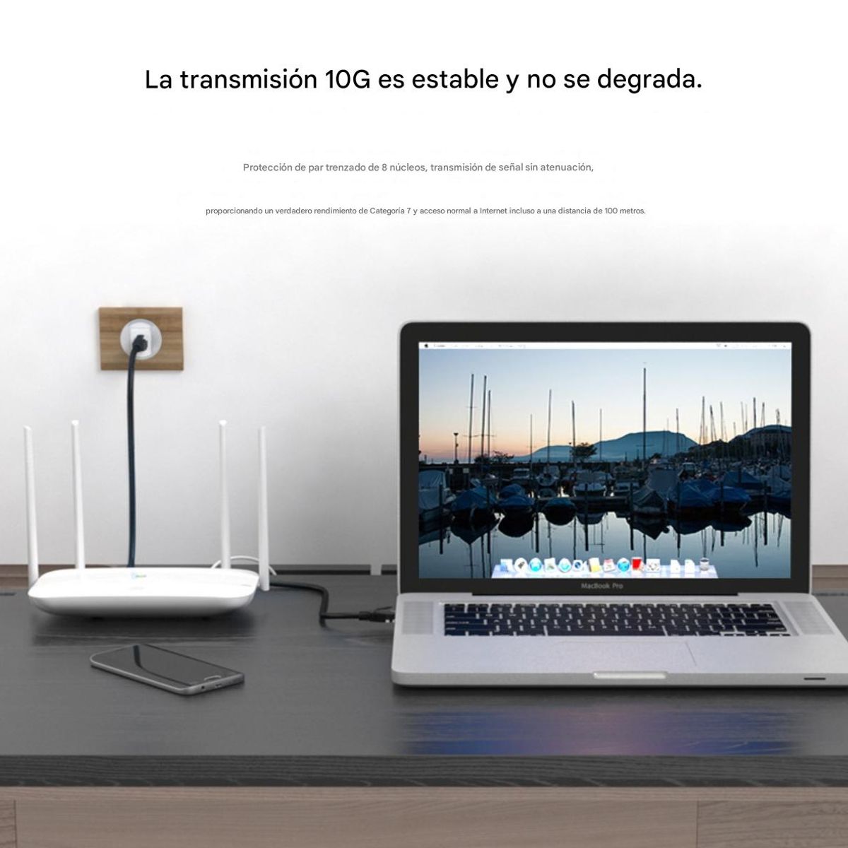 GENERICO - Cable De Red Cat 7 10Gbps, Cobre Puro y Doble Blindaje 2 Metros