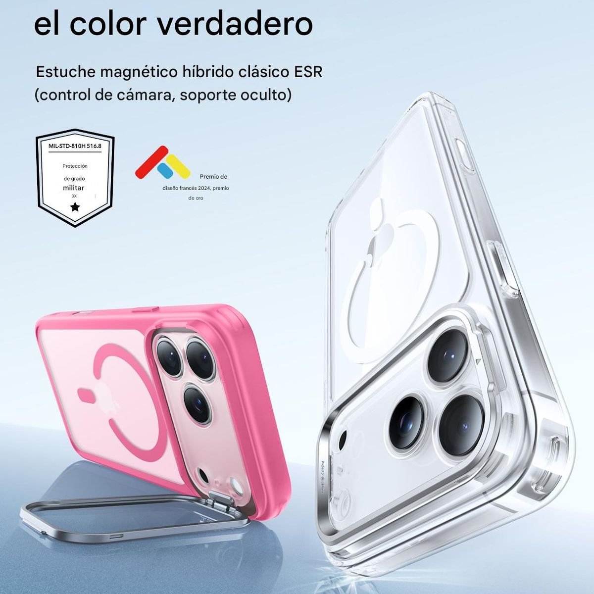 ESR - Para iPhone 17 Pro - Carcasa Magsafe Con Soporte  Rosado A1-13
