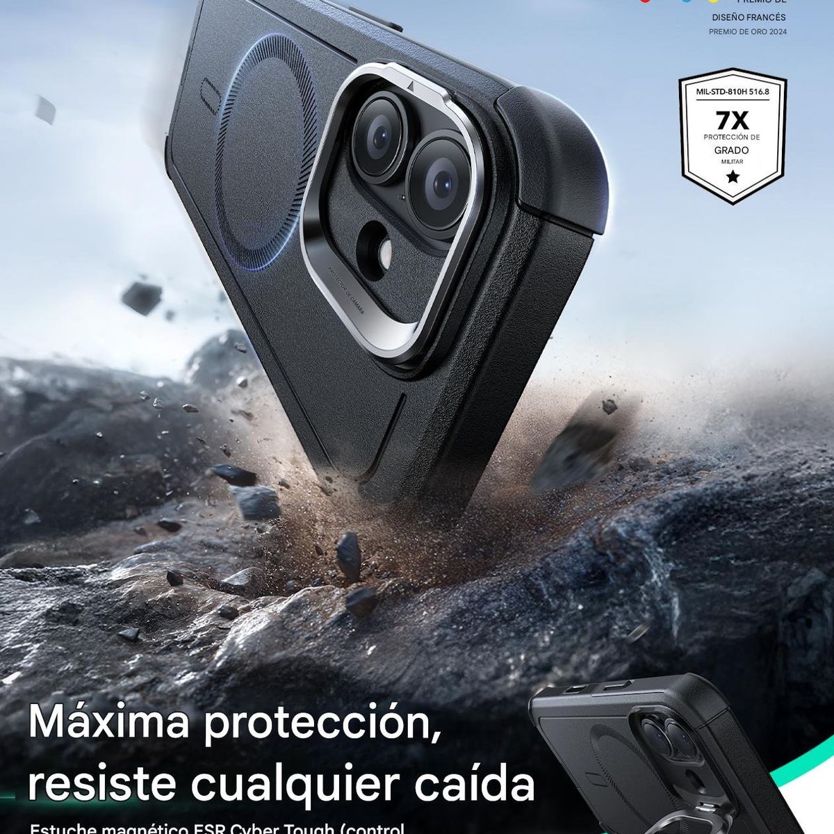 ESR - Para iPhone 17 - Carcasa Magsafe Resistente  Negro A1-17