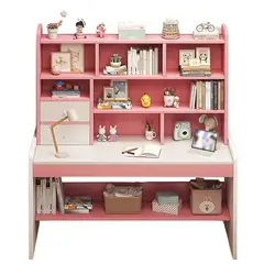 GENERICO - Escritorio Rosa Con Estante De Almacenamiento Y 2 Cajones