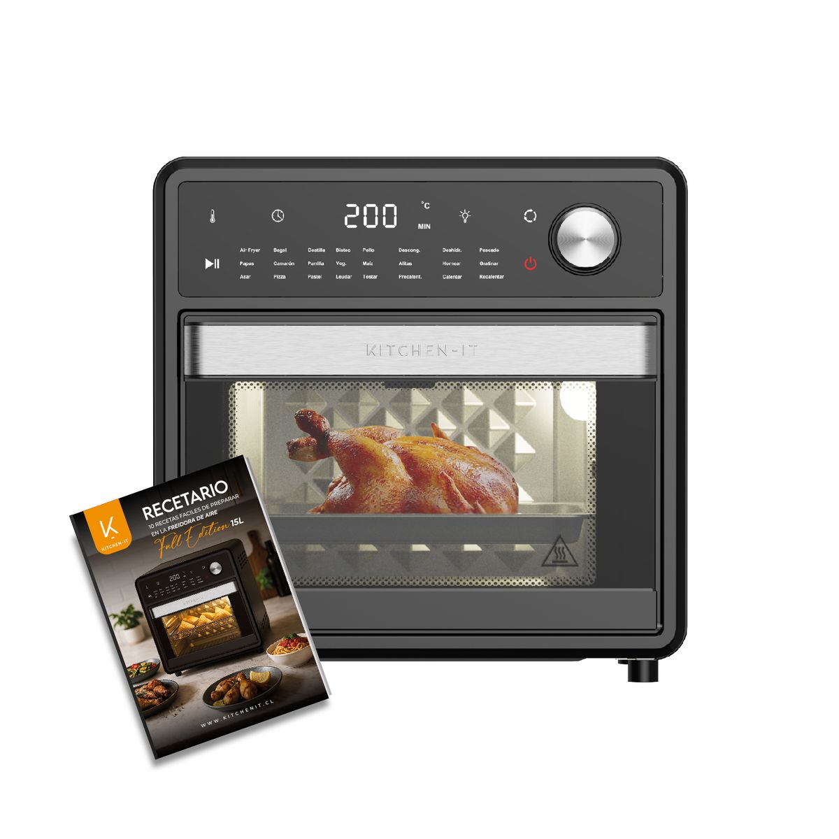 KITCHEN IT - Horno Freidora de Aire Full Edition 24 en 1 - 15L