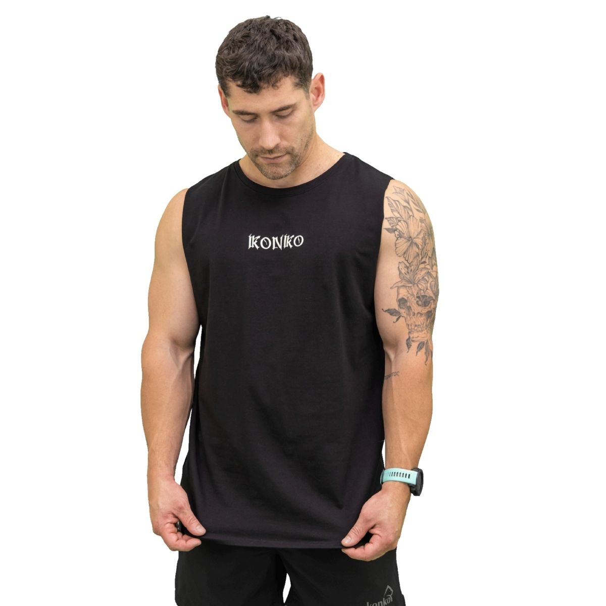 KONKO ACTIVE - Sudadera Tank Beast Negra Konko Sin Manga Musculosa Algodon