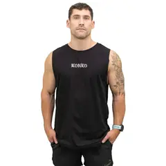 KONKO ACTIVE - Sudadera Tank Beast Negra Konko Sin Manga Musculosa Algodon