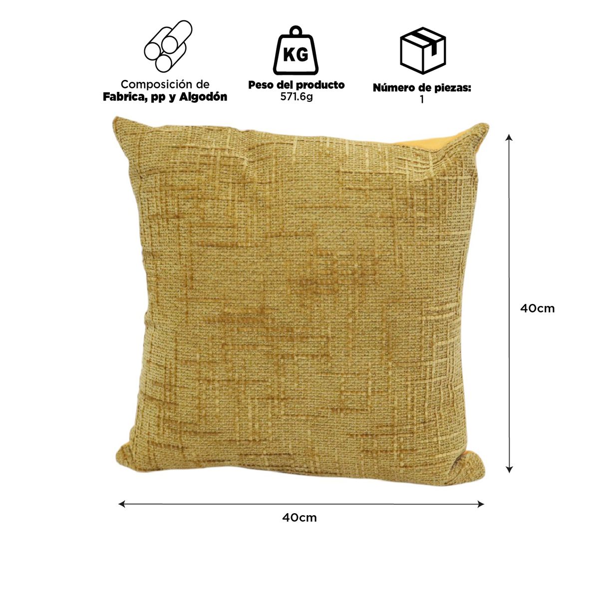 INSPIRACCI - Cojín Decorativo Mostaza 40x40cm