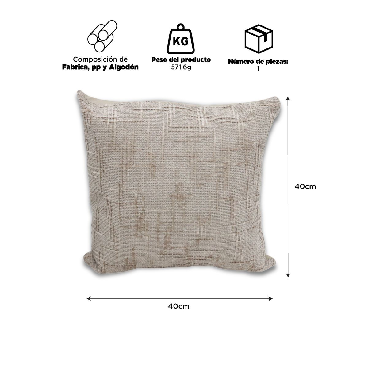 INSPIRACCI - Cojín Decorativo Beige 40x40cm