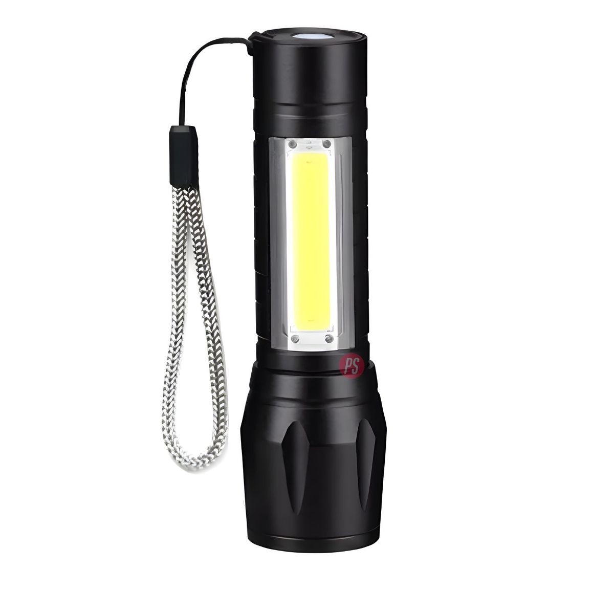 TECNOLAB - Linterna Zoom 300Lm USB Recargable 3 Modos LED 9cm - PS