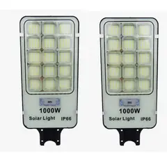 GENERICO - Pack X2 Foco Solar Alta Potencia 1000w Exterior Con Soporte Luz Blanca