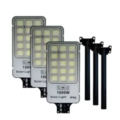 GENERICO - Pack X4 Foco Solar Alta Potencia 1000w Exterior Con Soporte Luz Blanca