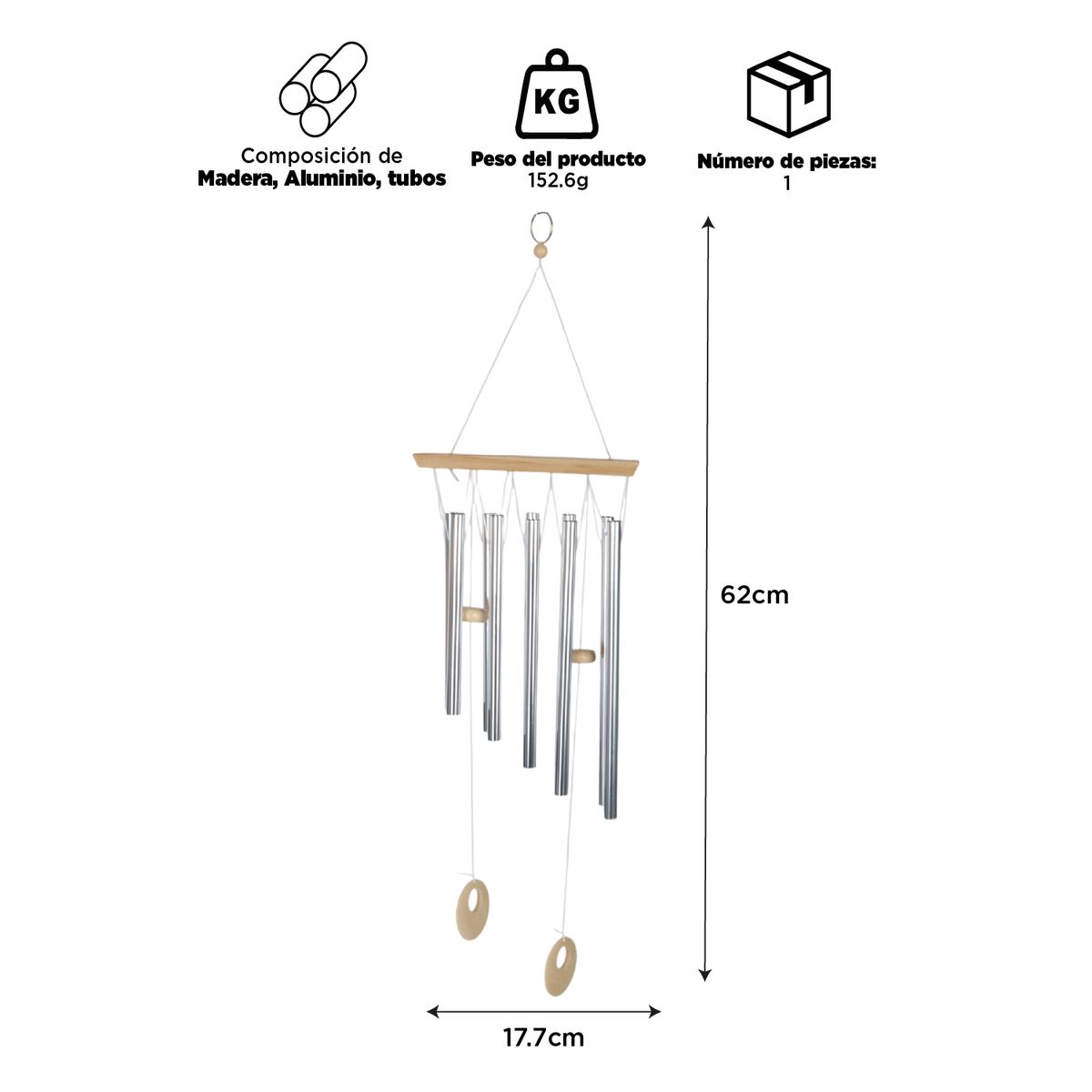 INSPIRACCI - Campana de Viento Metal 62cm