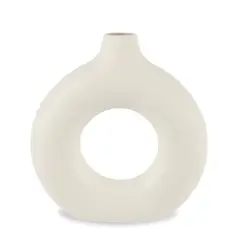 INSPIRACCI - Florero Redondo Cerámica Blanco 23 cm