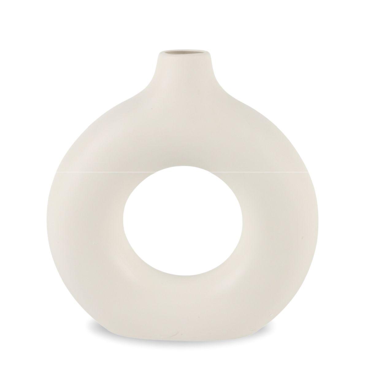 INSPIRACCI - Florero Redondo Cerámica Blanco 20 cm