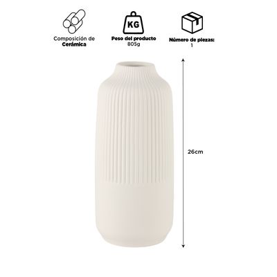 Imagen 2 del producto Florero Cerámica Blanco 25cm