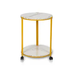 NOVAHUS - Mesa de Centro Lateral Redonda Blanca