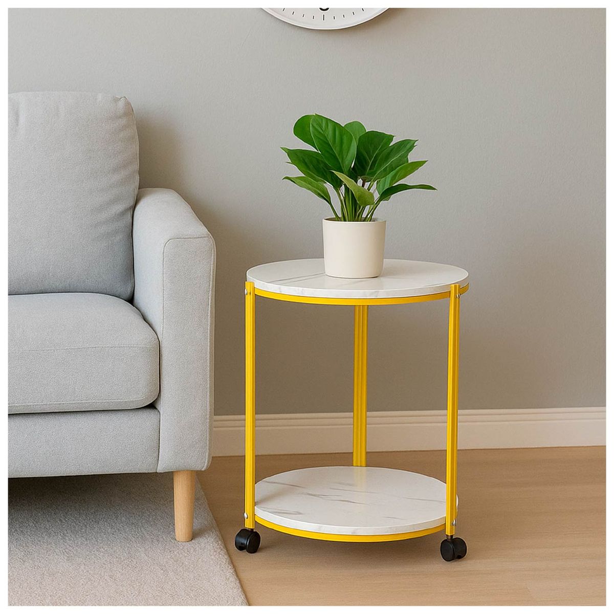 NOVAHUS - Mesa de Centro Lateral Redonda Blanca