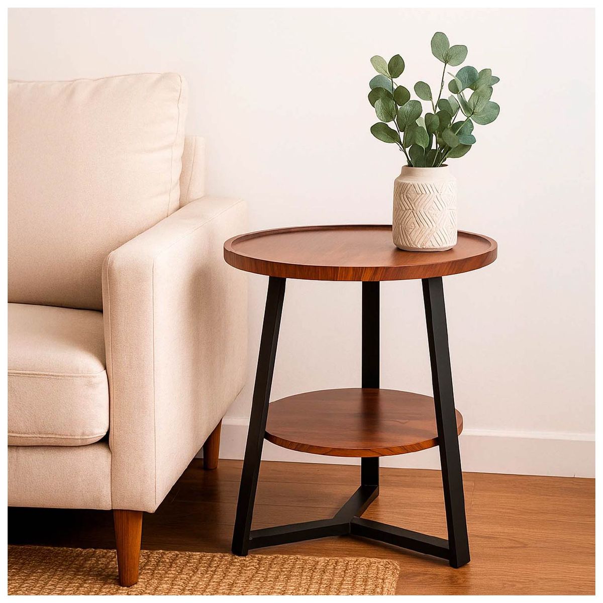 NOVAHUS - Mesa de Centro Lateral Redonda Café