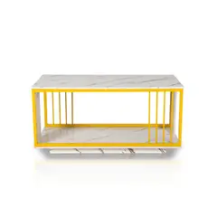 NOVAHUS - Mesa de Centro Dos Niveles Rectangular Blanca