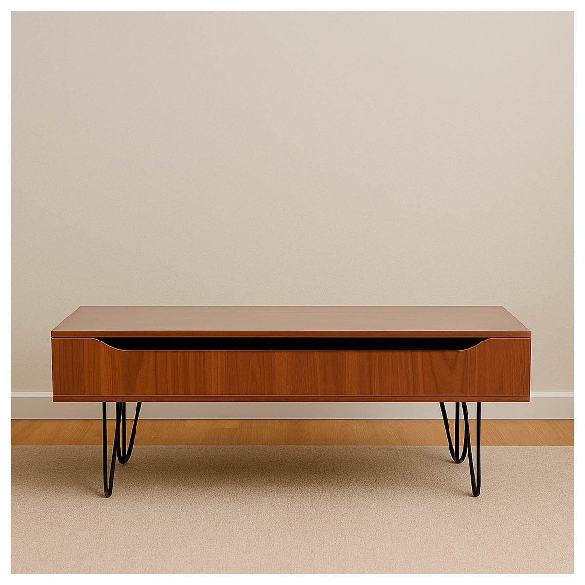 NOVAHUS - Mesa de Centro con Almacenamiento Rectangular Café