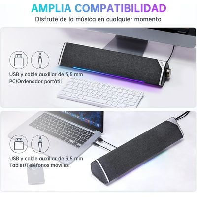 Imagen 2 del producto Parlante Gamer Bluetooth Con Rgb Luces Portátil Soundbar