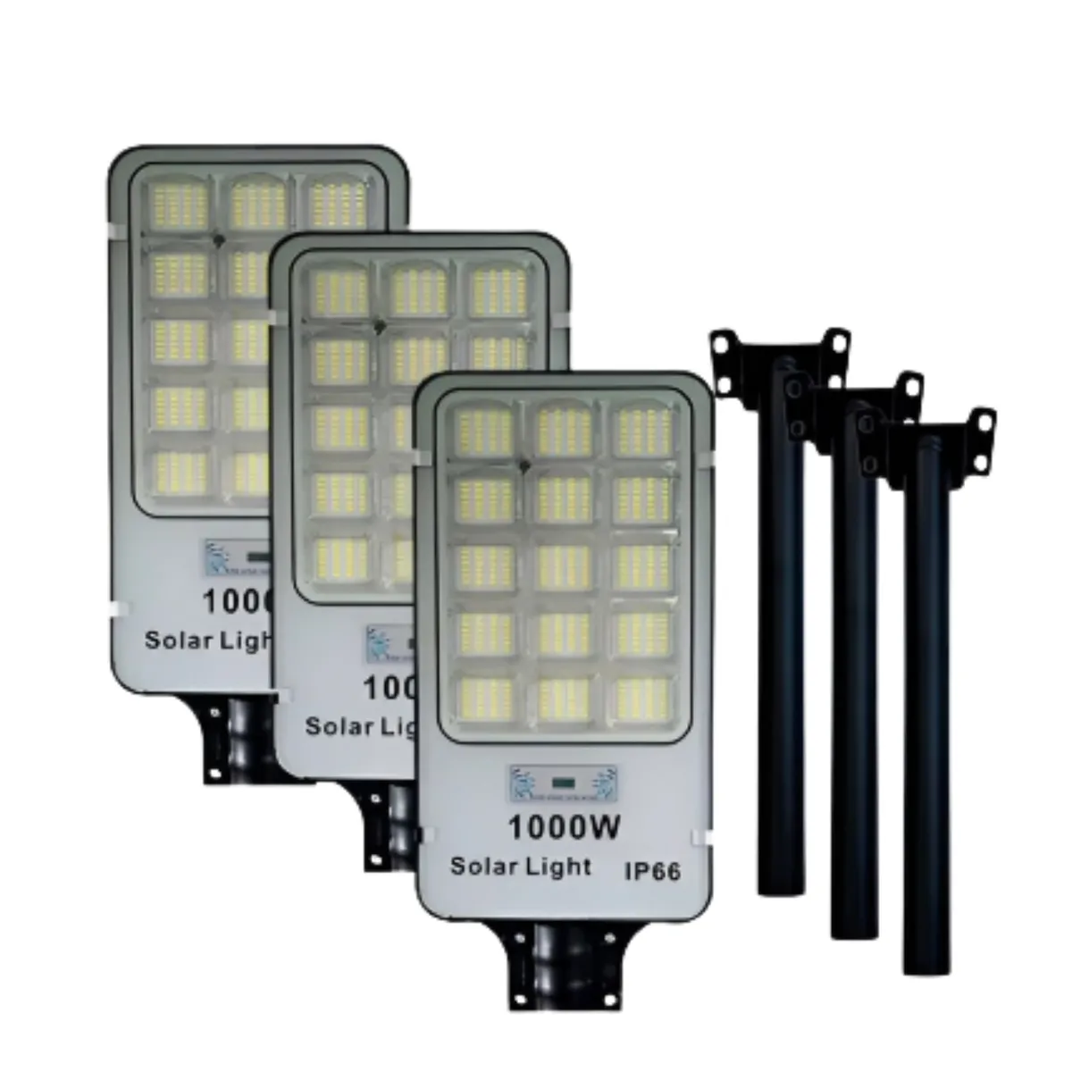 GENERICO - Pack X3 Foco Solar Alta Potencia 1000w Exterior Con Soporte Luz Blanca