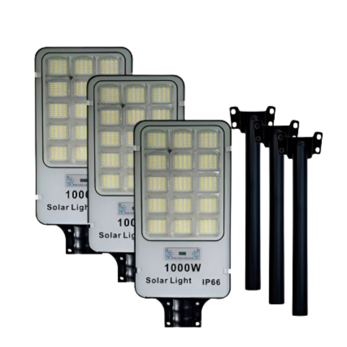 GENERICO - Pack X3 Foco Solar Alta Potencia 1000w Exterior Con Soporte Luz Blanca