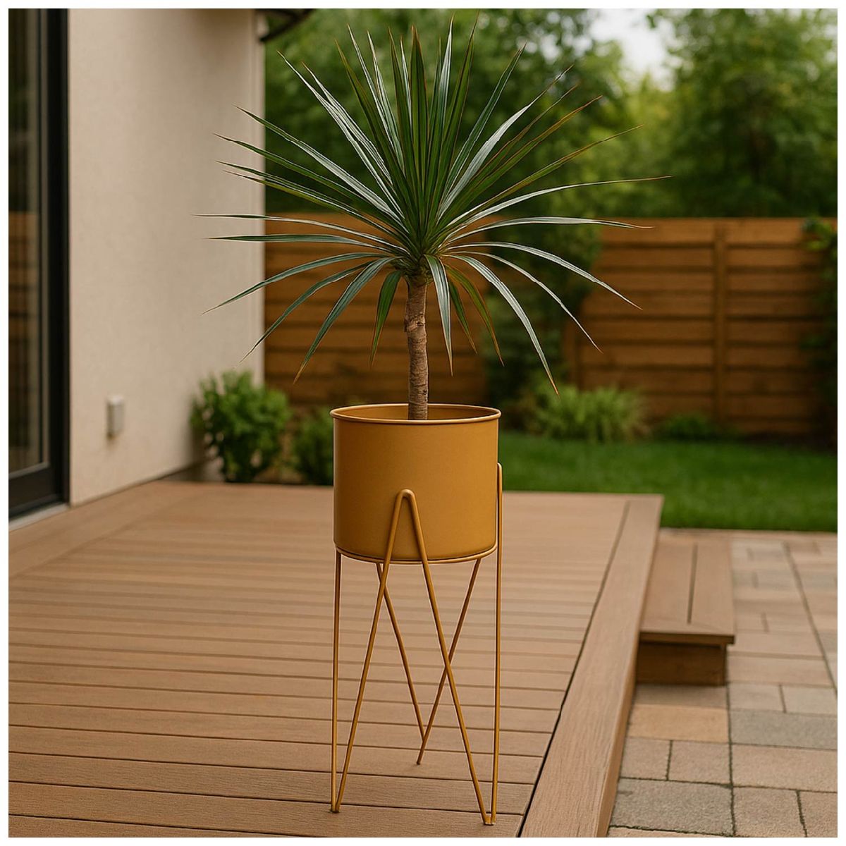 INSPIRACCI - Porta Macetero Pedestal Decorativo Dorado 63 cm