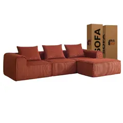 SOFA IN A BOX - Sofa Loop 3 Cuerpos + Pouf - Espuma Comprimida -270x58x170 Terracota T1234