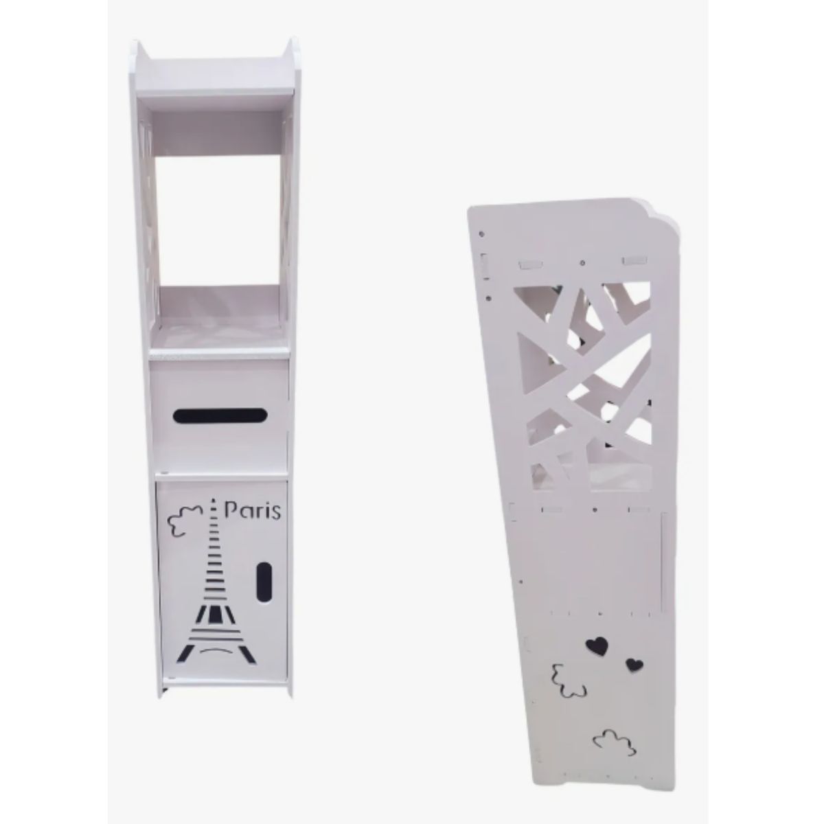 GENERICO - Estante Organizador Alto y Compacto Blanco con Diseño Decorativo Paris - Estilo Moderno