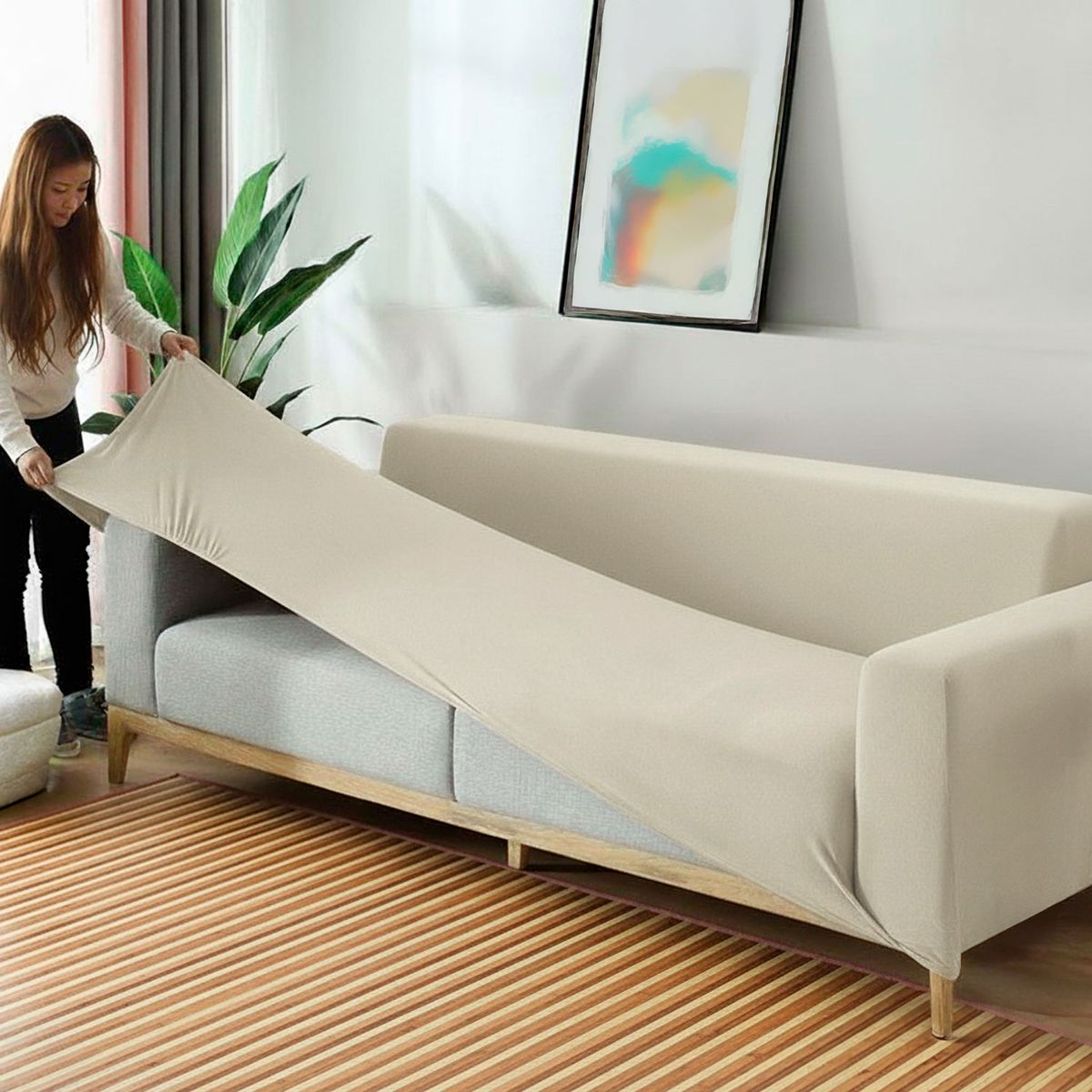 DIB - Funda Sofá 3 Cuerpos Fira Crema