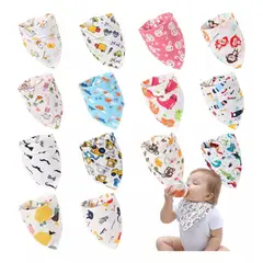 GARSIL - Pack 12 Bandana Bebe Tela Algodon Niño Niña Babero