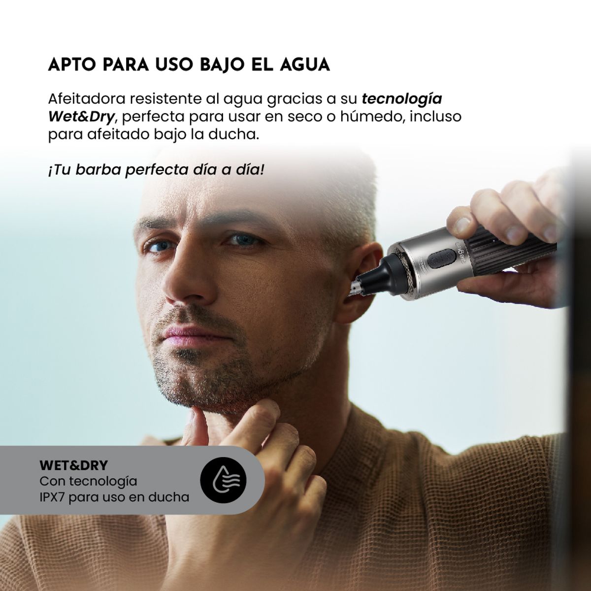 SIEGEN - Afeitadora SG-7240, 4 en 1, Turbo ACT, 3 Cabezales Flotantes