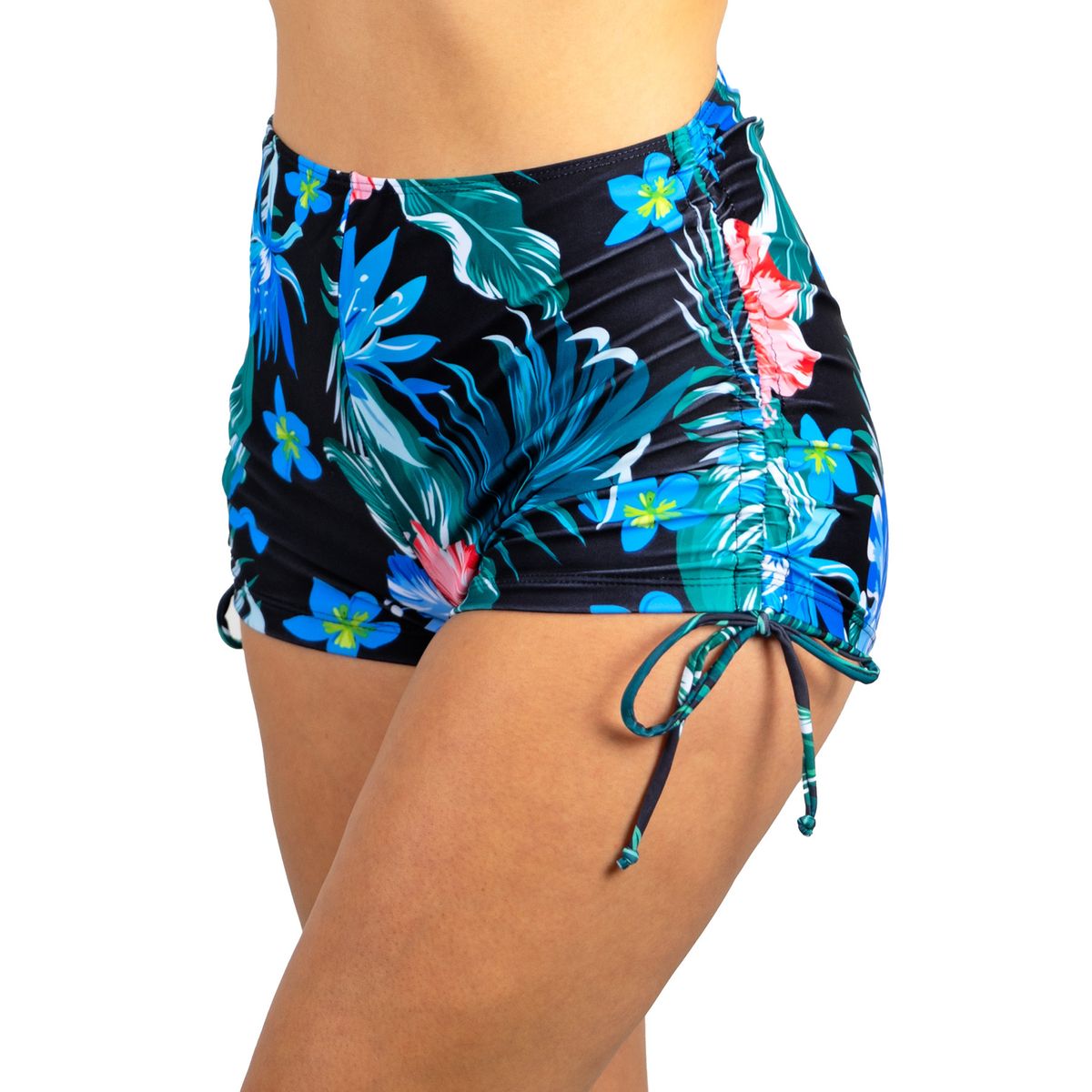 HIPSY SWIMWEAR - Short bikini tiro alto pretina con Straps Azul