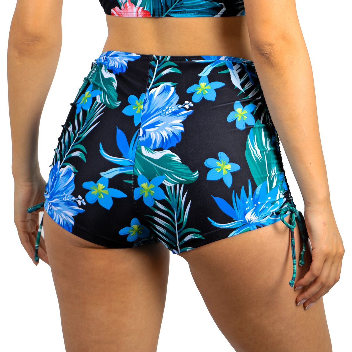 HIPSY SWIMWEAR - Short bikini tiro alto pretina con Straps Azul