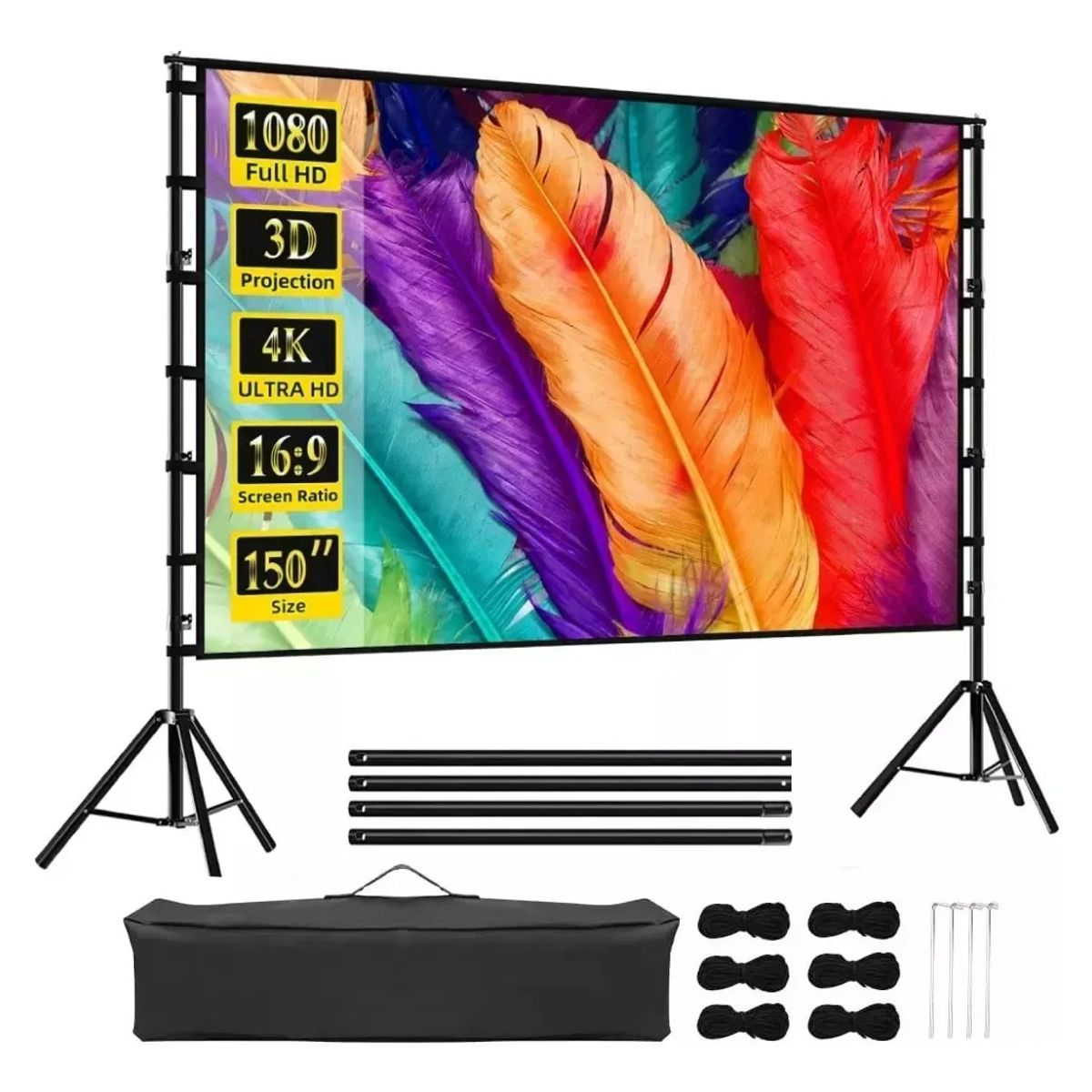 BLUEDREAMER - Telón Mural De Proyector Pantalla Portátil 150 Pulgadas