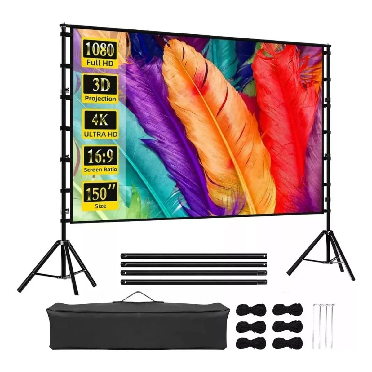 BLUEDREAMER - Telón Mural De Proyector Pantalla Portátil 150 Pulgadas
