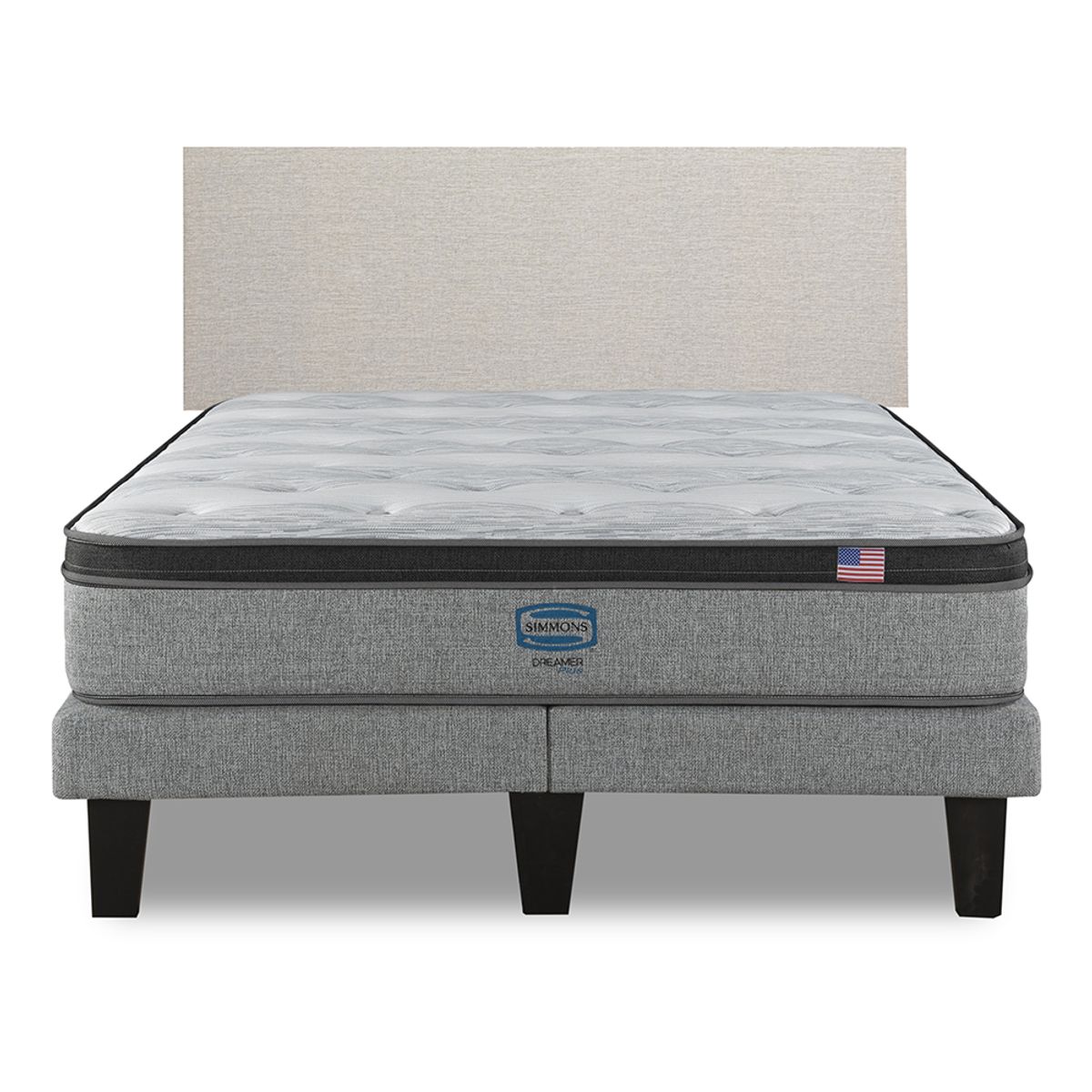 SIMMONS - Cama Europea Dreamer Plus 2 Plazas respaldo Praga Arena