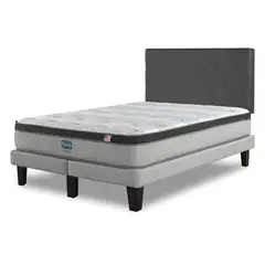 SIMMONS - Cama Europea Dreamer Plus 2 Plazas respaldo Praga Gris