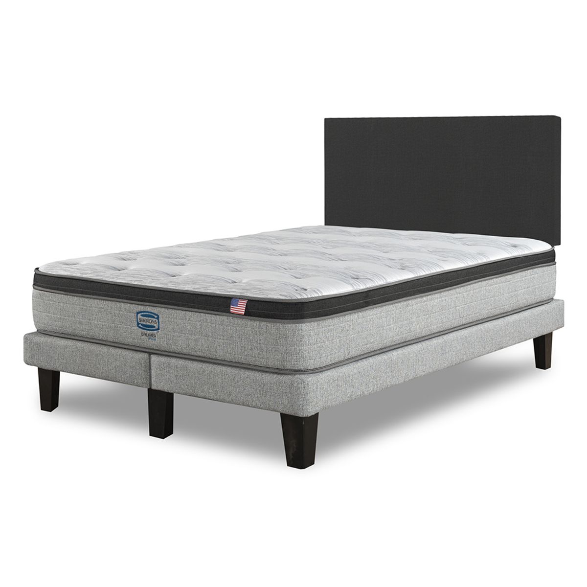 SIMMONS - Cama Europea Dreamer Plus 2 Plazas respaldo Praga Marengo