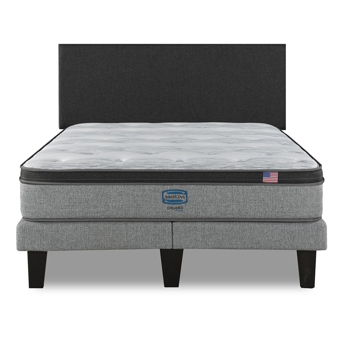 SIMMONS - Cama Europea Dreamer Plus 2 Plazas respaldo Praga Marengo