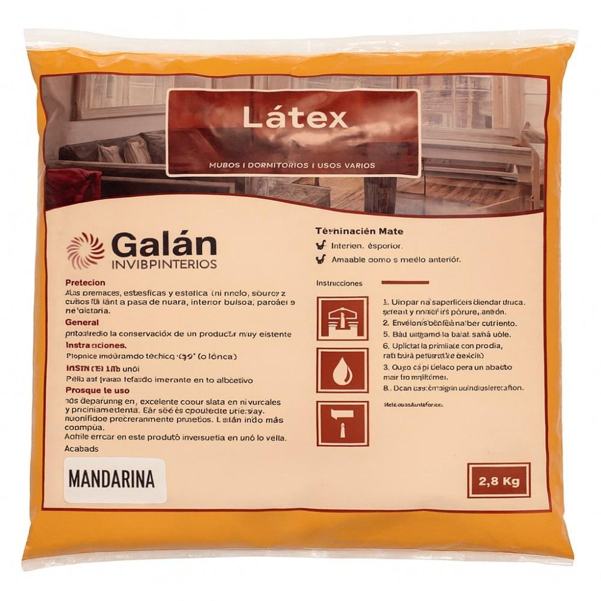 GENERICO - Pintura En Bolsa Latex 28 Kilos Mandarina Galan