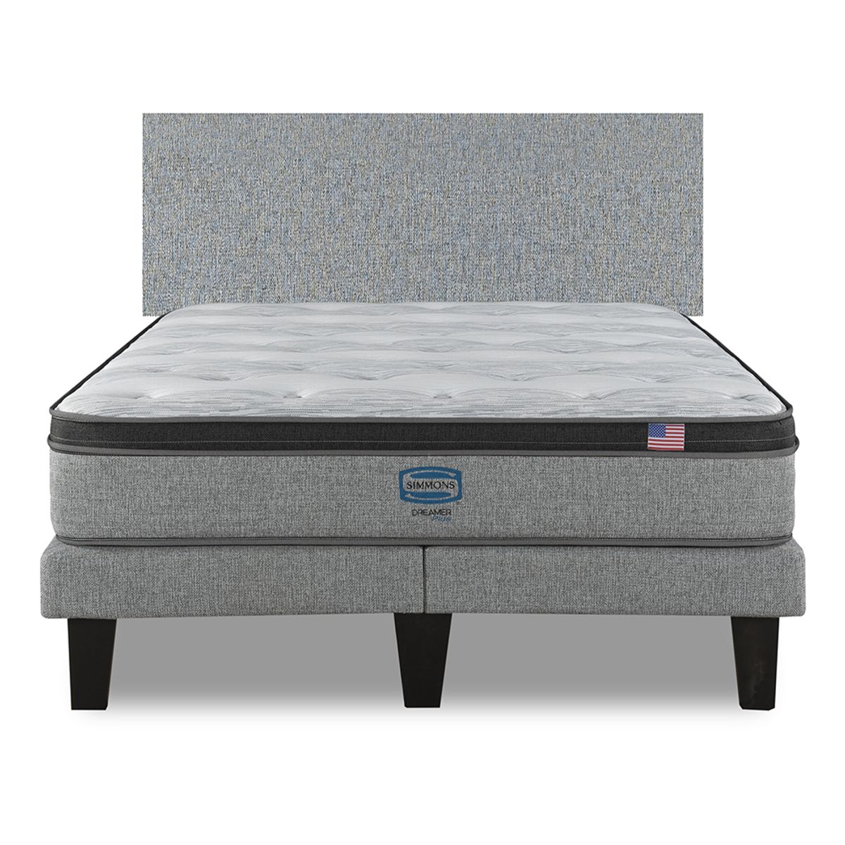 SIMMONS - Cama Europea Dreamer Plus 2 Plazas respaldo Praga Plata