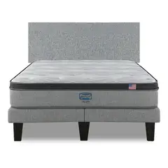 SIMMONS - Cama Europea Dreamer Plus 2 Plazas respaldo Praga Plata
