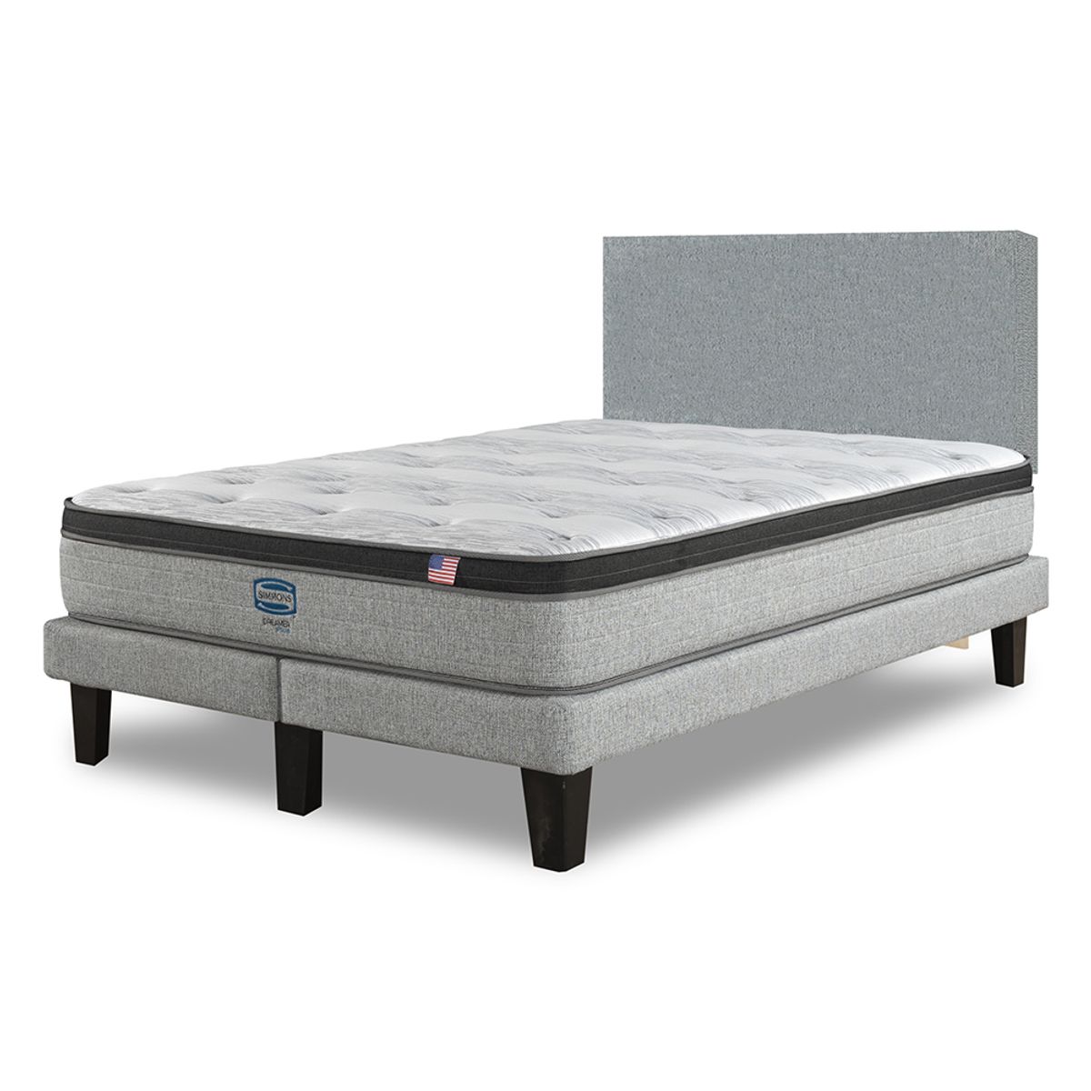 SIMMONS - Cama Europea Dreamer Plus 2 Plazas respaldo Praga Plata