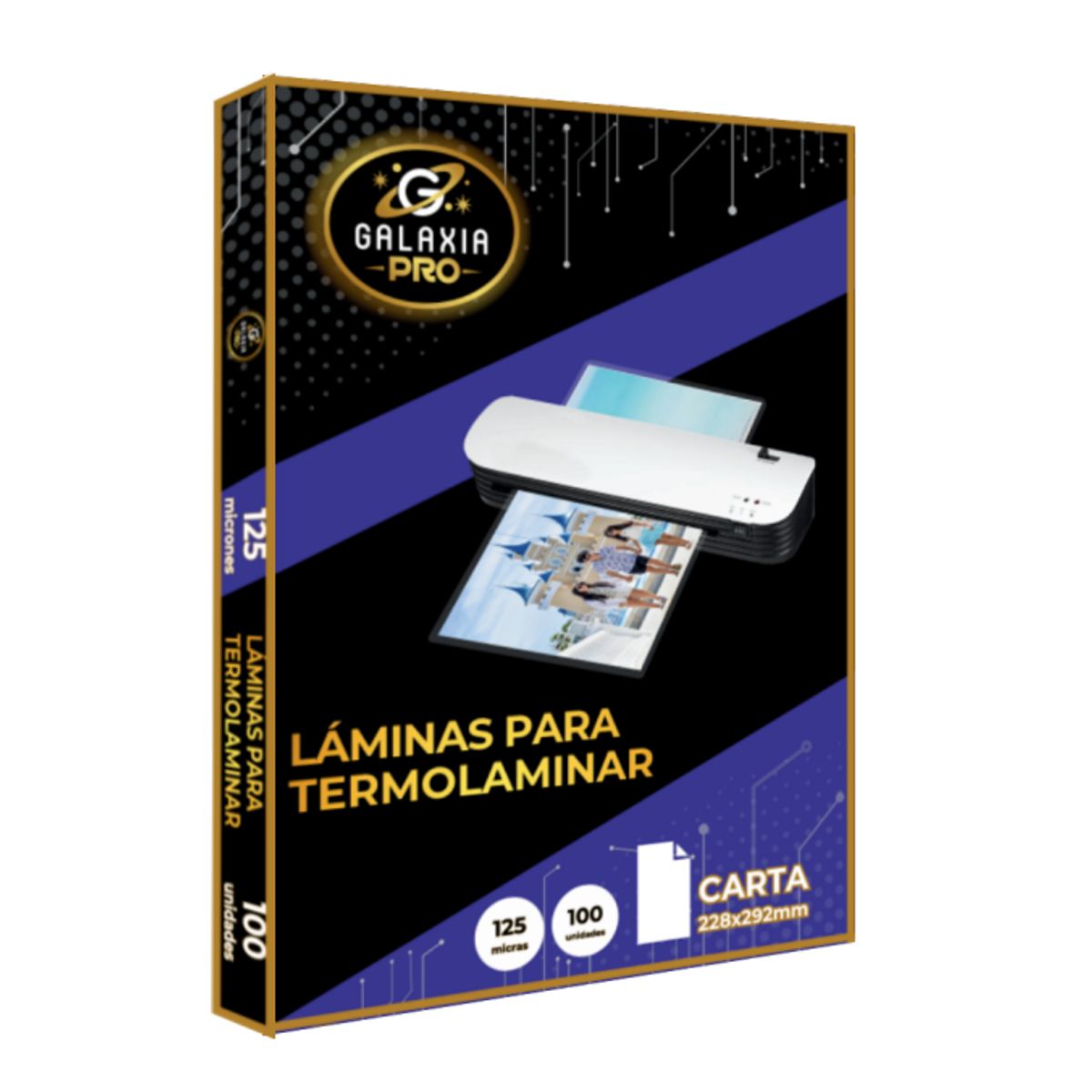 GENERICO - 100 Laminas Para Plastificar Termolaminar 125 Micrones Carta Galaxia Pro
