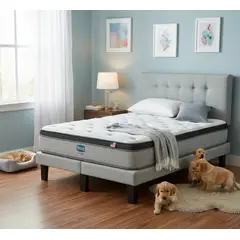 SIMMONS - Cama Europea Dreamer Plus 2 Plazas respaldo Urban Plata