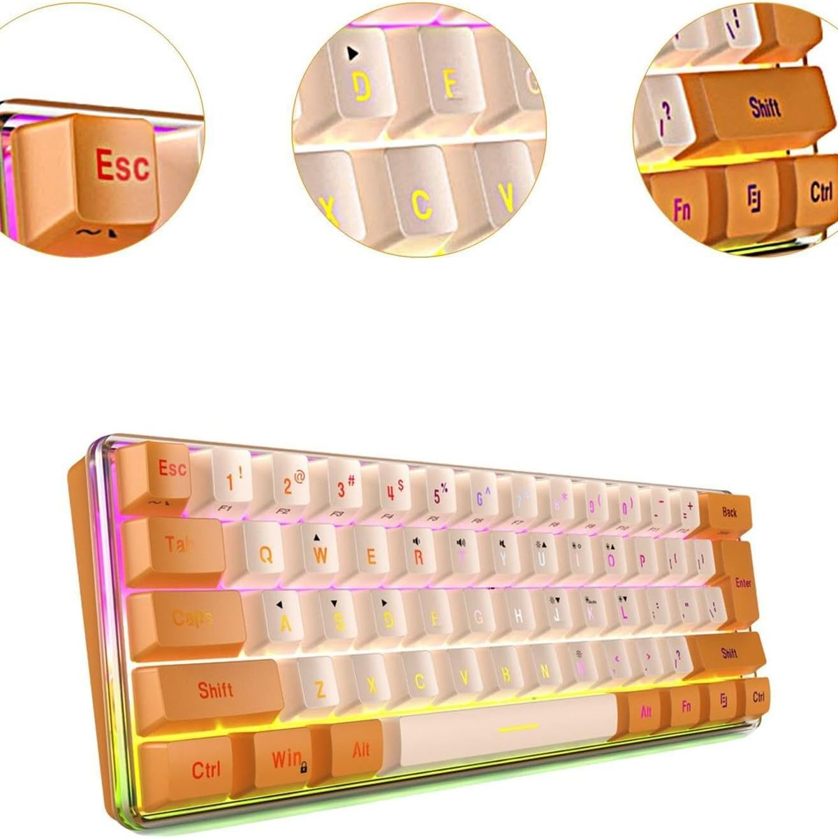 BLUEDREAMER - Teclado Mecánico Inalámbrico Naranja