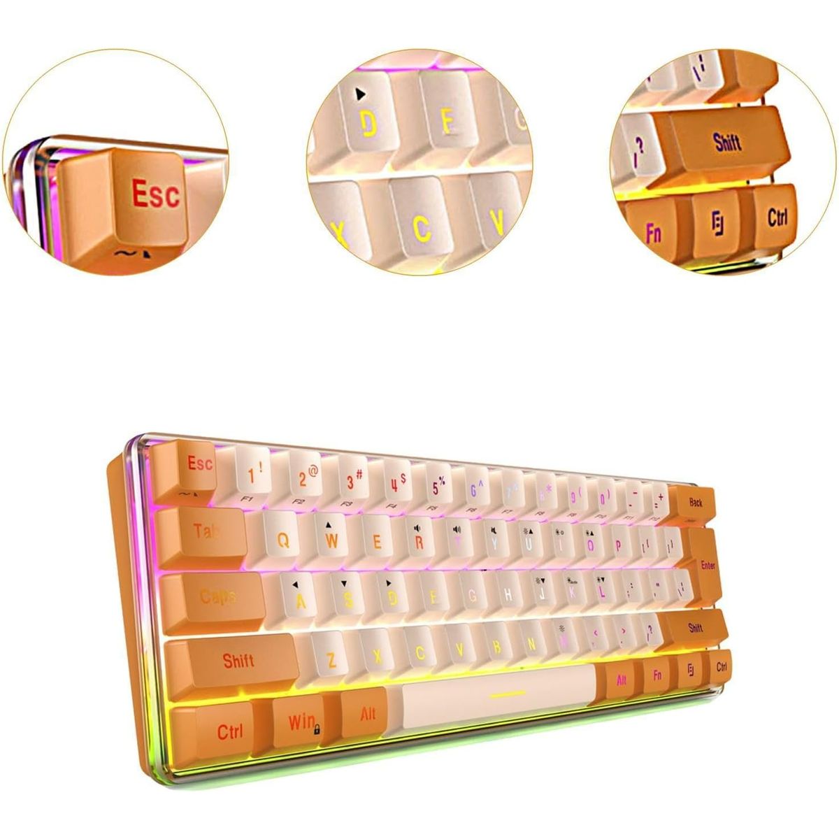 BLUEDREAMER - Teclado Mecánico Inalámbrico Naranja