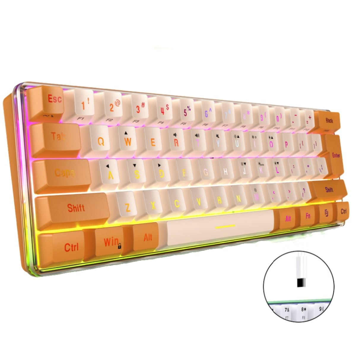 BLUEDREAMER - Teclado Mecánico Inalámbrico Naranja