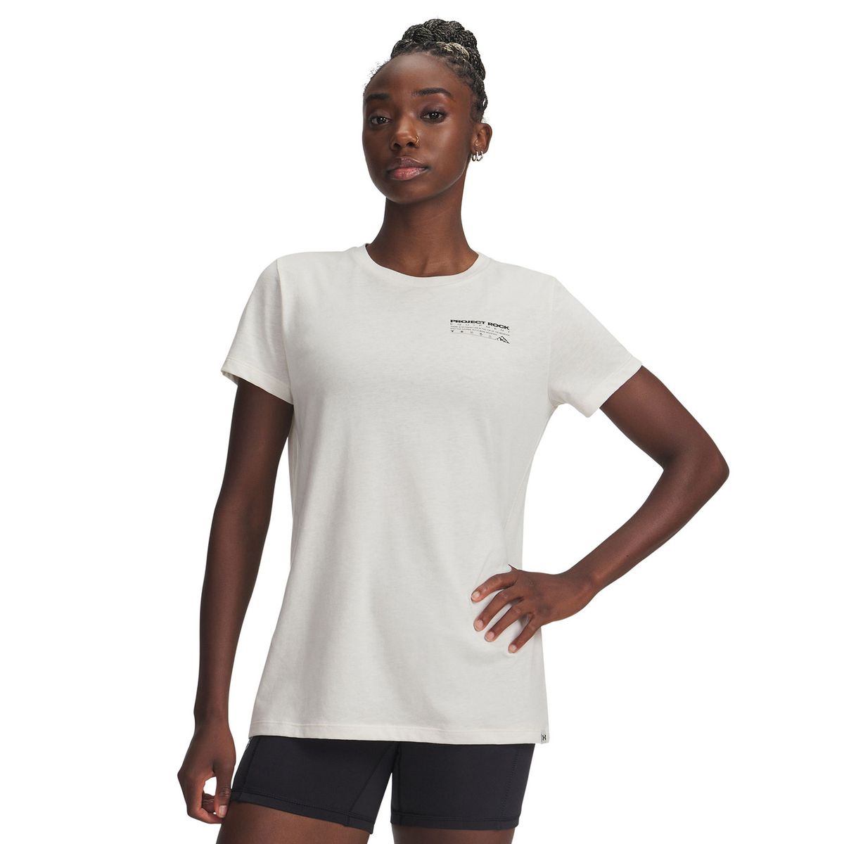 UNDER ARMOUR - Polera Manga Corta Training para mujer Project Rock Blanco UNDER ARMOUR